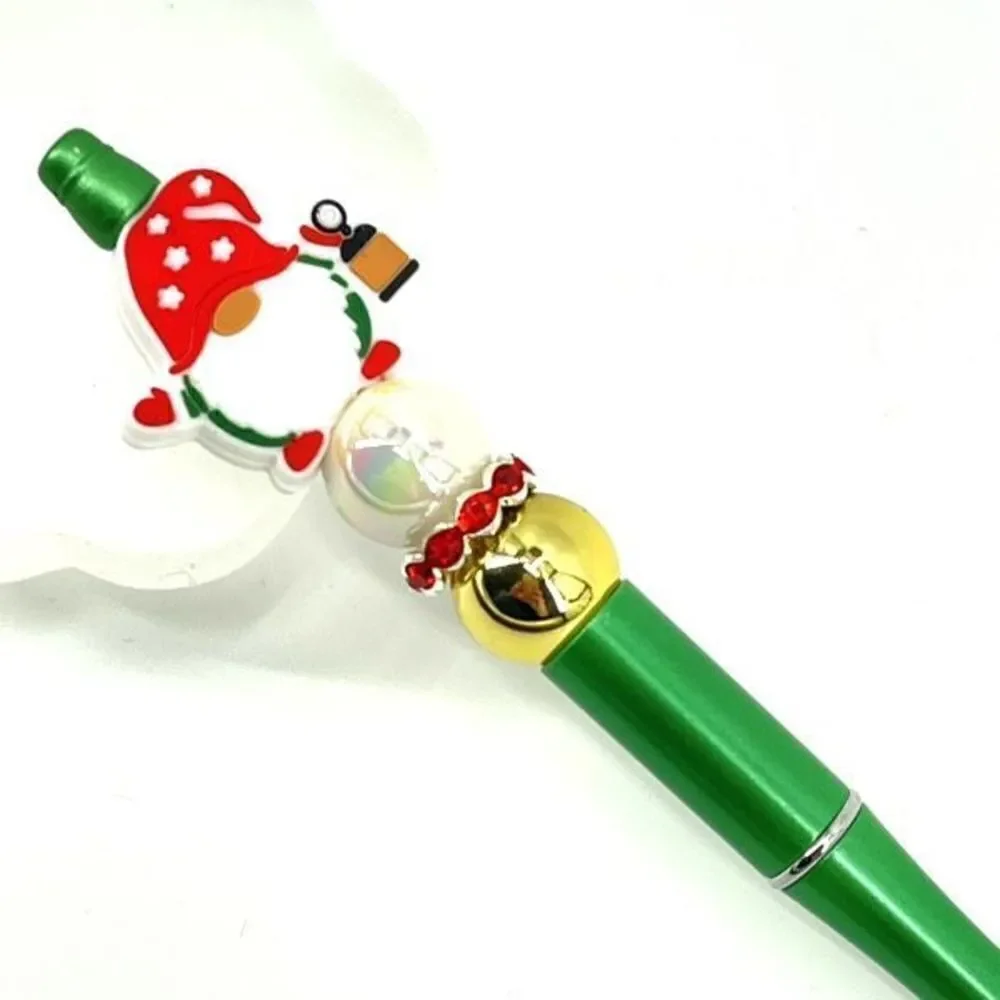 Christmas gnome handmade pen NEW beads green red white gold